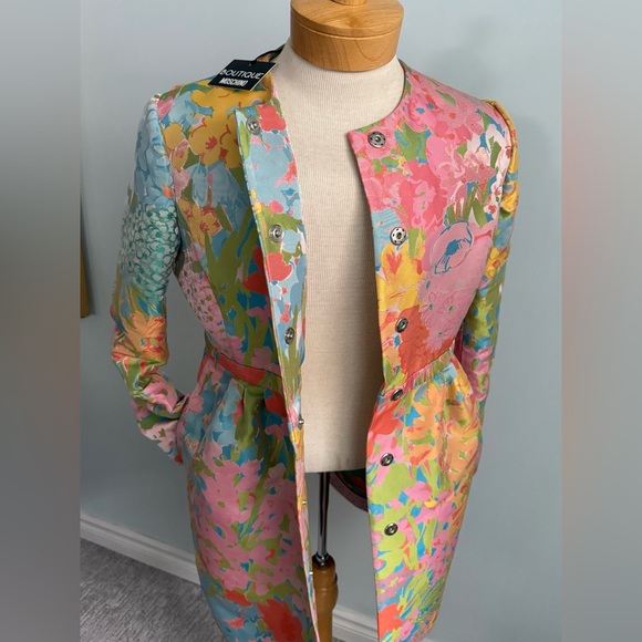 Boutique Moschino NWT Italian Floral Couture Dress Size 12 – Made in Italy - Picture 7 of 14